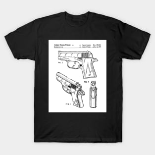 Sig Sauer Pistol Patent - Firearm Enthusiast Gun Lover Art - White T-Shirt